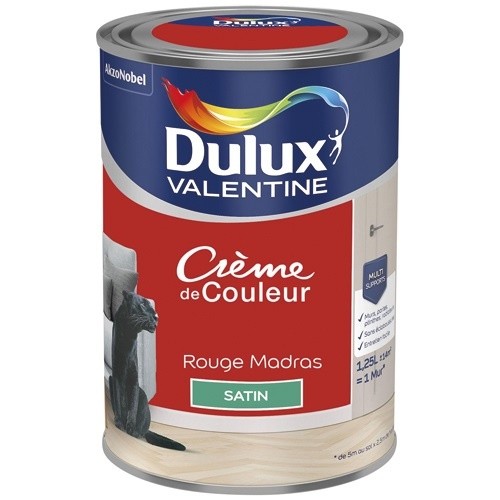 Dulux Valentine Peinture 1.25 L Crème de Couleur Satin - Rouge Madras