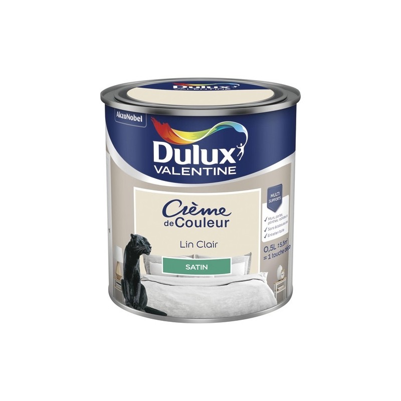Dulux Valentine Peinture 0.5 L Crème de Couleur Satin - Lin Clair