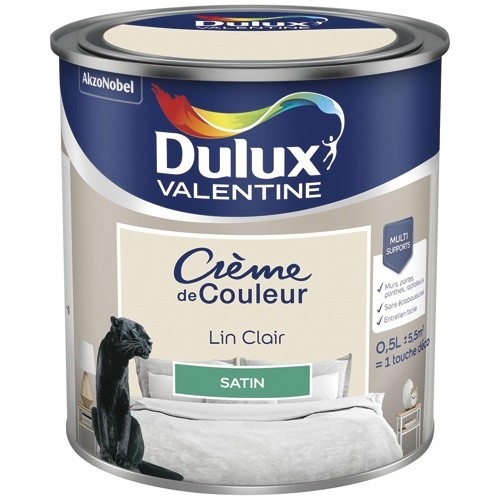 Dulux Valentine Peinture 0.5 L Crème de Couleur Satin - Lin Clair