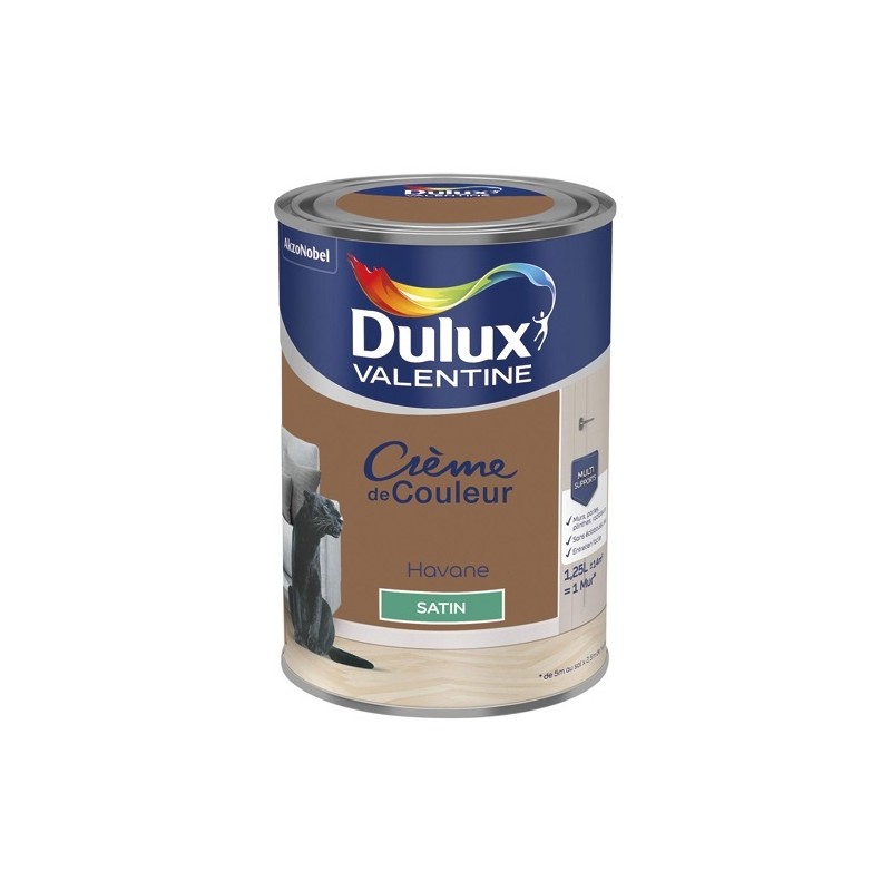 Dulux Valentine Peinture 1.25 L Crème de Couleur Satin - Havane