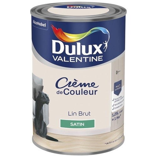 Dulux Valentine Peinture 1.25 L Crème de Couleur Satin - Lin Brut