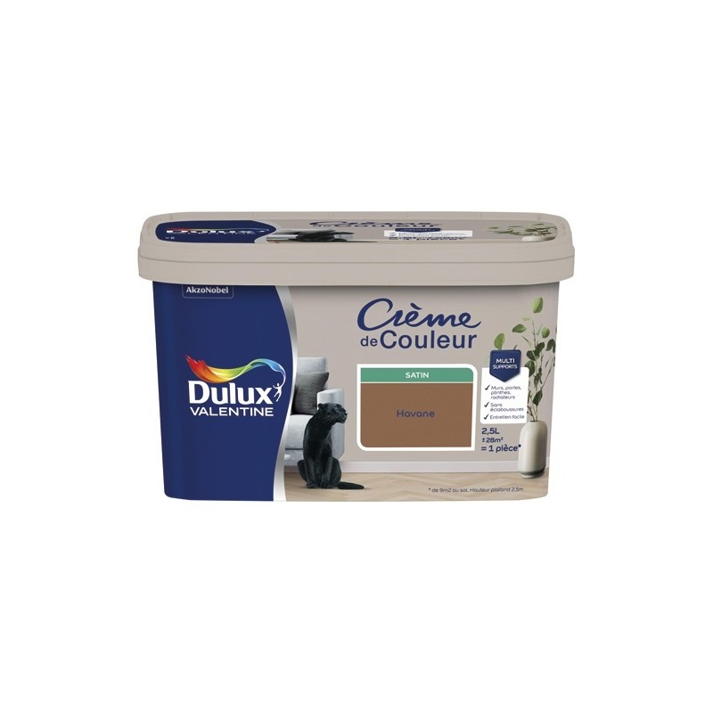 Dulux Valentine Peinture 2.5 L Crème de Couleur Satin - Havane