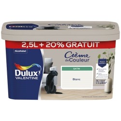 Dulux Valentine Peinture 2.5 L + 20 % Crème de Couleur Satin - Blanc - Image 2