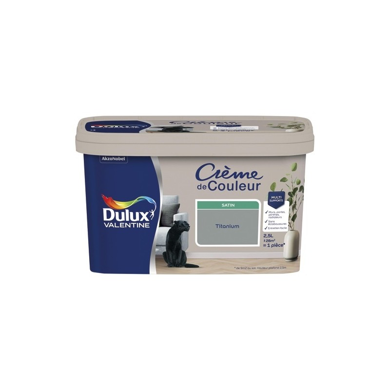 Dulux Valentine Peinture 2.5 L Crème de Couleur Satin - Titanium