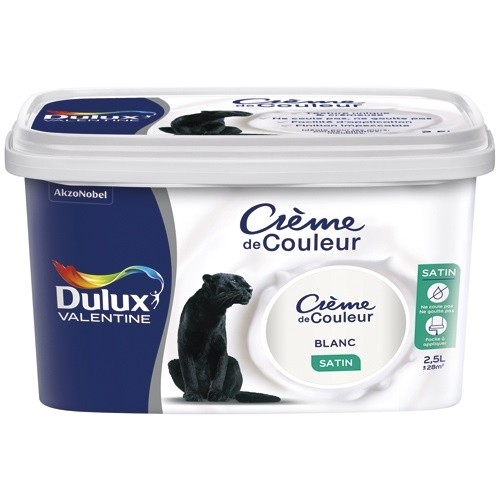 Dulux Valentine Peinture 2.5 L Crème de Couleur Satin - Blanc