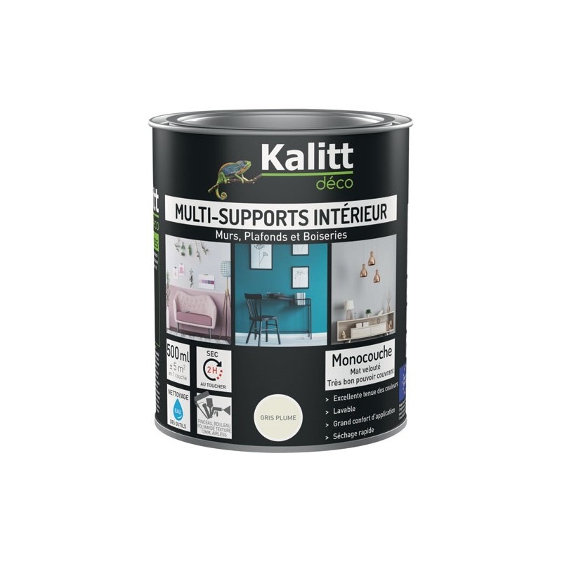 KALITT DECO Peinture multi-supports 0,5 L Acrylique Mat - Gris plume