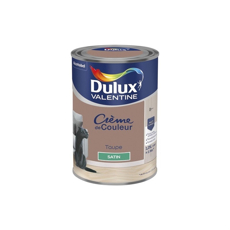 Dulux Valentine Peinture 1.25 L Crème de Couleur Satin - Taupe