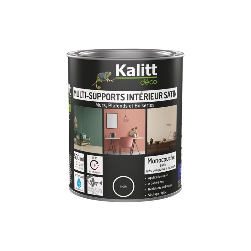 KALITT DECO Peinture multi-supports 0,5 L Acrylique Satin - Noir