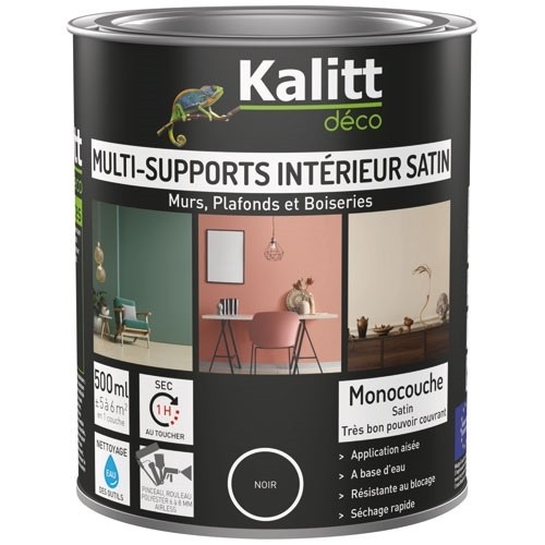 KALITT DECO Peinture multi-supports 0,5 L Acrylique Satin - Noir