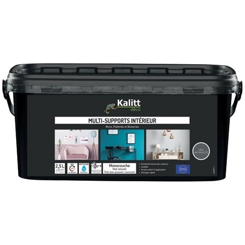 KALITT DECO Peinture multi-supports 2,5 L Acrylique Mat - Gris Anthracite