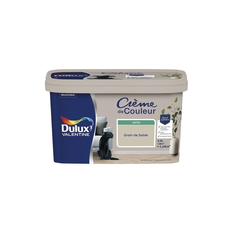 Dulux Valentine Peinture 2.5 L Crème de Couleur Satin - Grain de Sable
