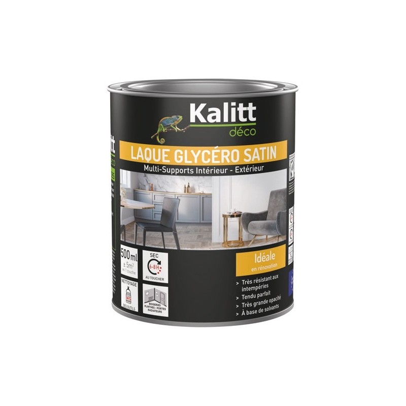 KALITT DECO Laque glycéro Satin Multi-supports 0.5 L - Brun Chocolat