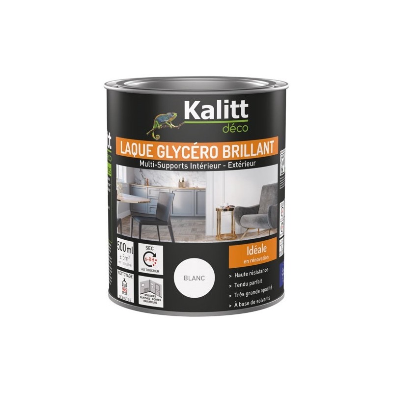 KALITT DECO Laque glycéro Brillante Multi-supports 0.5 L - Blanc