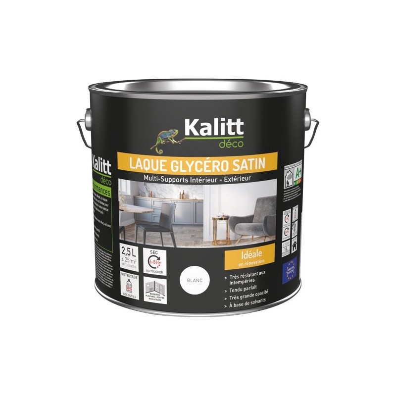 KALITT DECO Laque glycéro Satin Multi-supports 2.5 L - Blanc