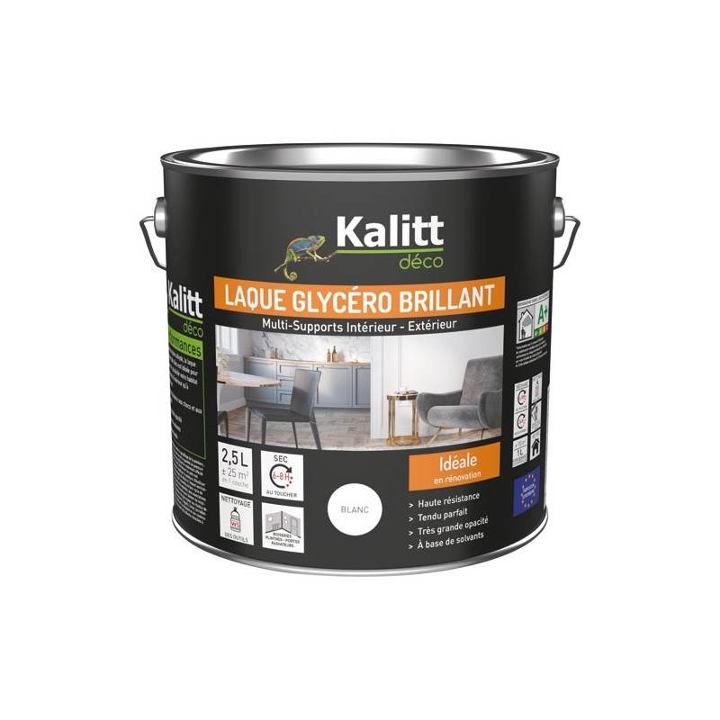 KALITT DECO Laque glycéro Brillant Multi-supports 2.5 L - Blanc