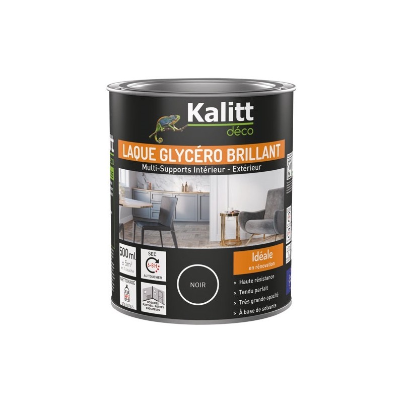 KALITT DECO Laque glycéro Brillante Multi-supports 0.5 L - Noir