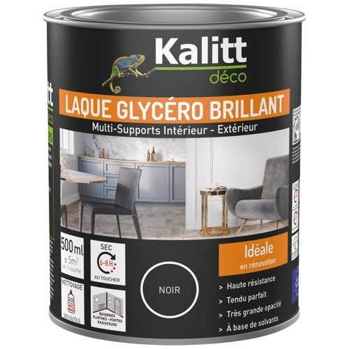 KALITT DECO Laque glycéro Brillante Multi-supports 0.5 L - Noir