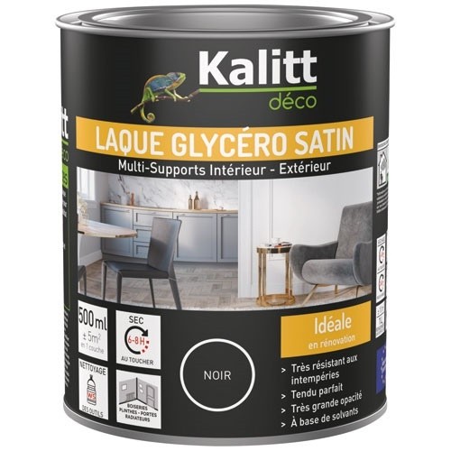 KALITT DECO Laque glycéro Satin Multi-supports 0.5 L - Noir