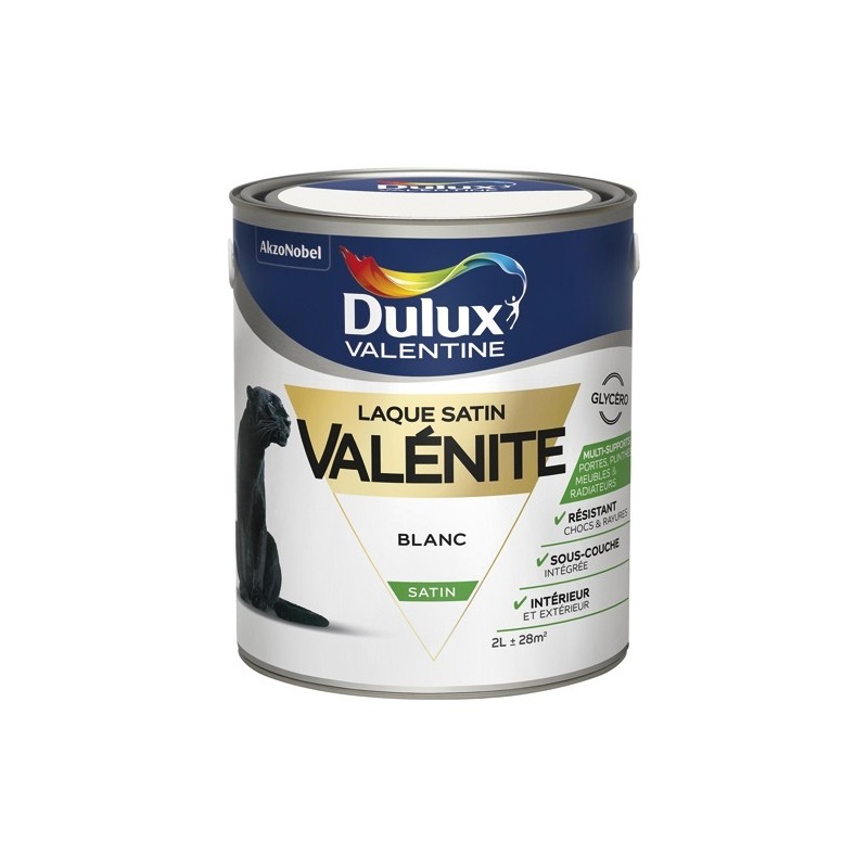 Dulux Valentine Laque glycéro Satin 2 L Valénite - Blanc