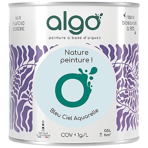 Algo Peinture intérieure multi supports 0,5 L Velours - Bleu Ciel d'Aquarelle