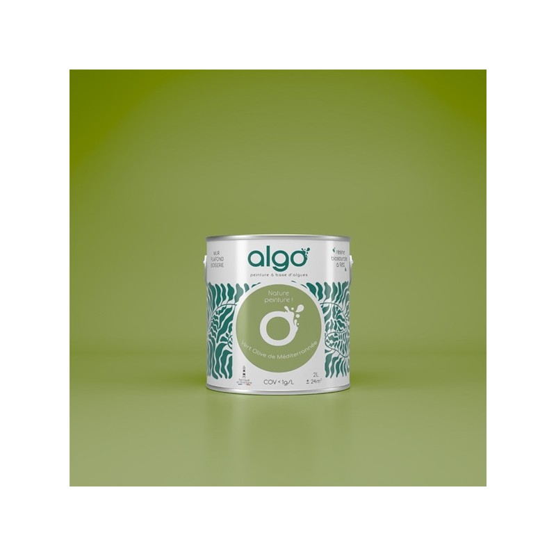 Algo Peint.intér.déco multi-supports vert olive de méditerrannée satin 5 L