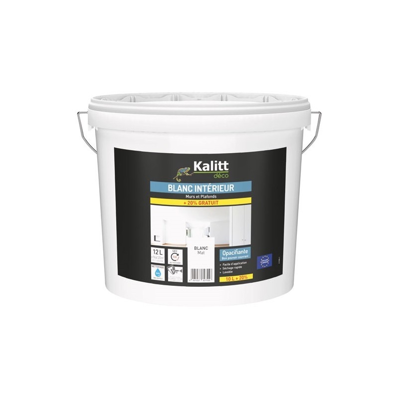 KALITT DECO Peinture murs et plafonds bicouche mat 10 + 2 L blanc