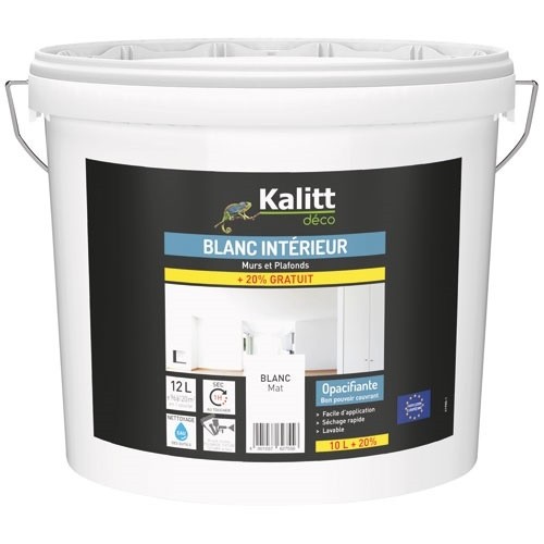 KALITT DECO Peinture murs et plafonds bicouche mat 10 + 2 L blanc