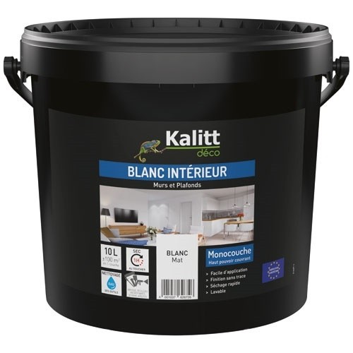 KALITT DECO Peinture murs et plafonds monocouche mat 10 L blanc