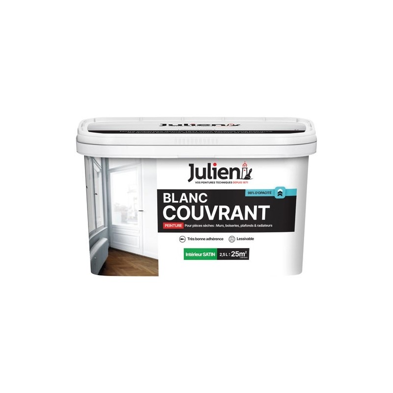 Julien Peinture blanc couvrant intérieur satin 2.5 L