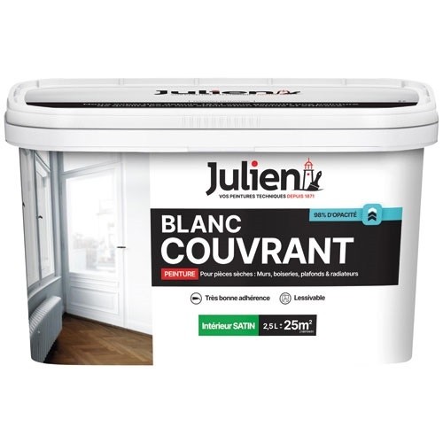 Julien Peinture blanc couvrant intérieur satin 2.5 L