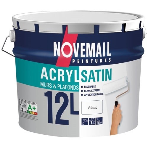 Novemail Peinture murs et plafonds bicouche blanc satin 12 L