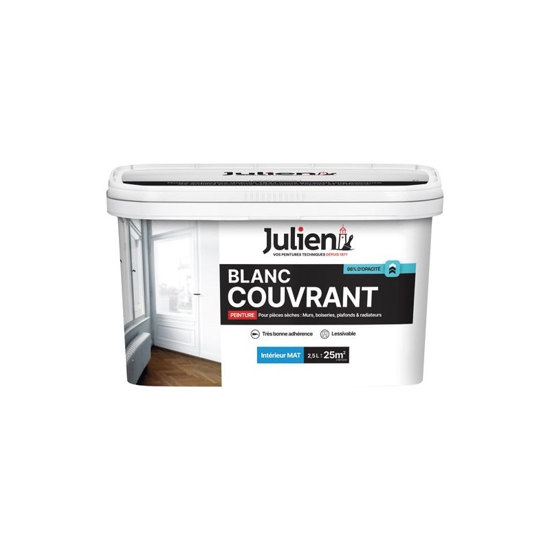 Julien Peinture blanc couvrant intérieur mat 2.5 L