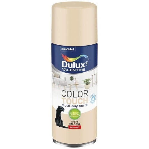 Dulux Valentine Bombe peinture 400 ml Color Touch Brillant - Ivoire