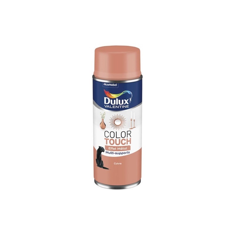 Dulux Valentine Bombe peinture 400 ml Color Touch Effet Métal - Cuivre