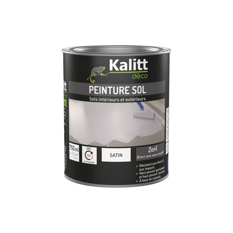KALITT DECO Peinture sol 2 en 1 Satin 0.75 L - Blanc Pur