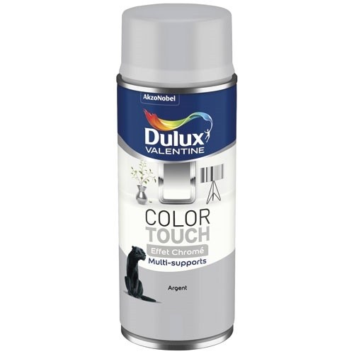 Dulux Valentine Bombe peinture 400 ml Color Touch Effet Chromé - Argent