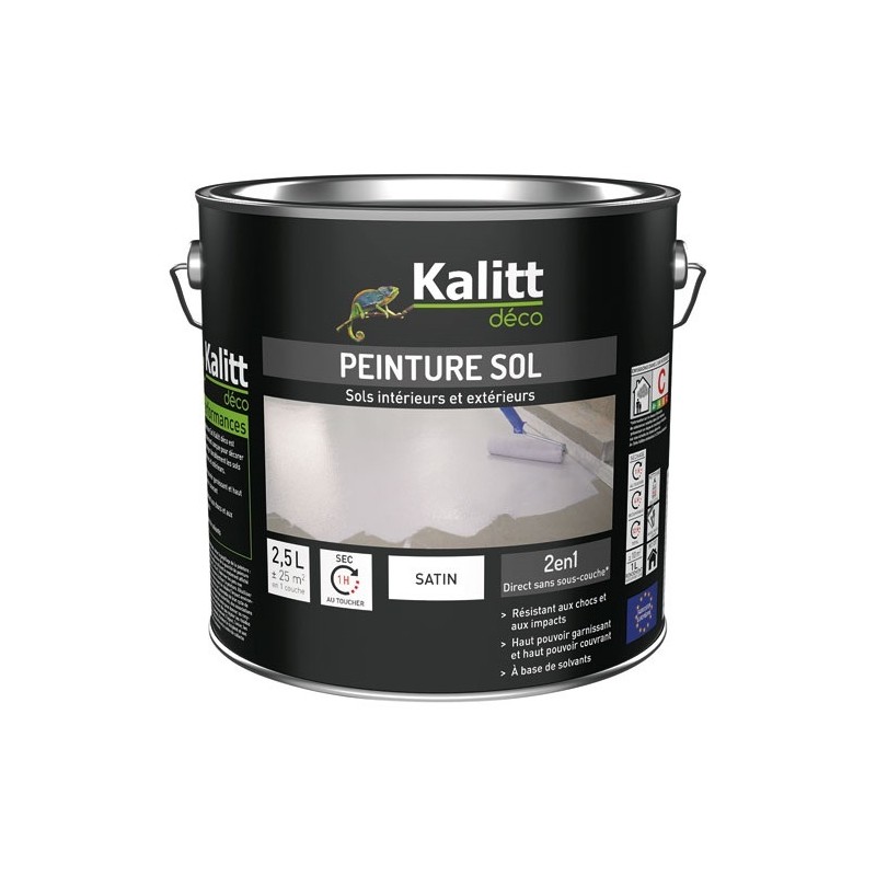 KALITT DECO Peinture sol 2 en 1 Satin 2.5 L - Blanc Pur