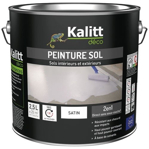KALITT DECO Peinture sol 2 en 1 Satin 2.5 L - Blanc Pur