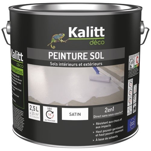 KALITT DECO Peinture sol 2 en 1 Satin 2.5 L - Gris Argenté