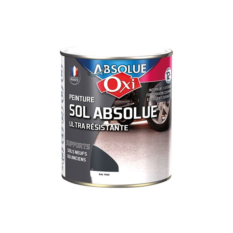 OXI Peinture sol Veloutée 2,5 L Sol Absolue - Gris Carbone