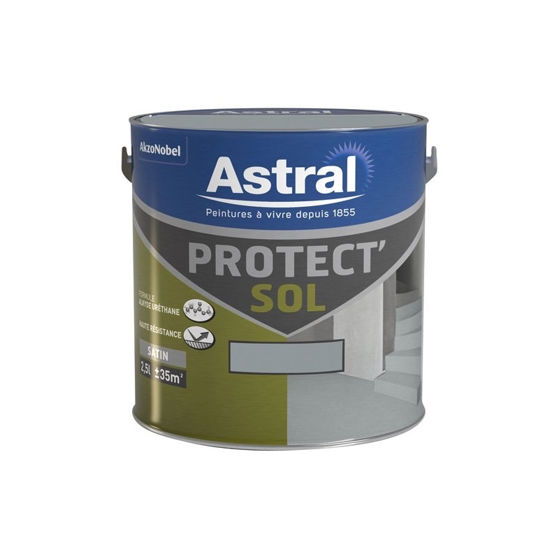 Astral Peinture sol 2,5 L Satin Protect'Sol - Gris Ciment