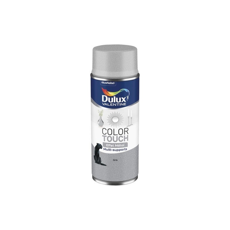 Dulux Valentine Bombe peinture 400 ml Color Touch Effet Métal - Gris