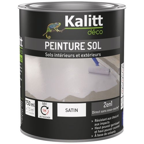 KALITT DECO Peinture sol 2 en 1 Satin 0.75 L - Gris Silex