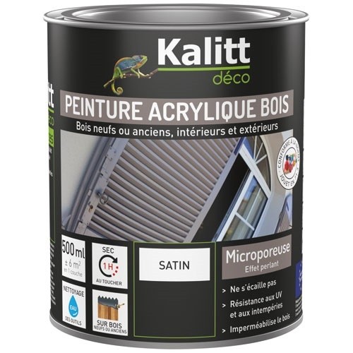KALITT DECO Peinture microporeuse 500 ml Extérieur Bois Satin - Rouge Cerise