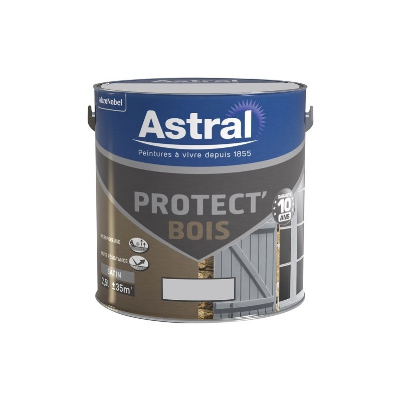 Astral Peinture glycéro Bois 500 ml Satin Protect' Bois - Gris Clair