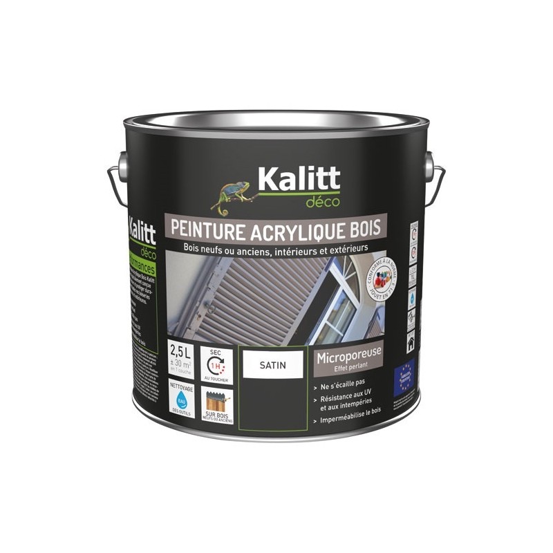 KALITT DECO Peinture microporeuse 2,5 L Extérieur Bois Satin - Rouge Basque