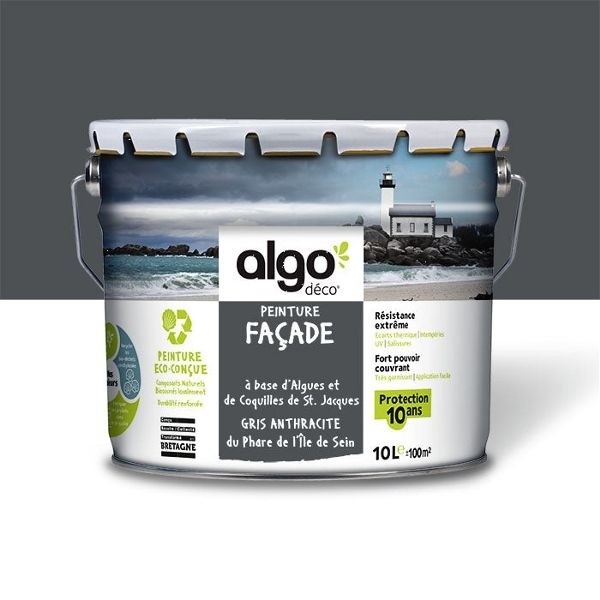 Algo Peinture façade extérieure 10 L - Gris Anthracite du phare de l'île de Sein