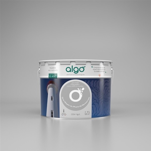 Algo Peinture façade extérieure 10 L - Gris Moyen du phare de Kermorvan