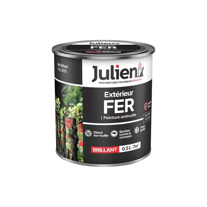 Julien Peinture fer antirouille 0,5 L Brillant - Noir