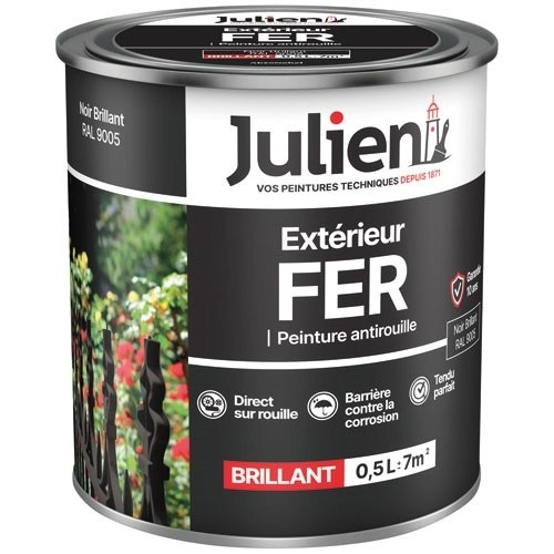 Julien Peinture fer antirouille 0,5 L Brillant - Noir